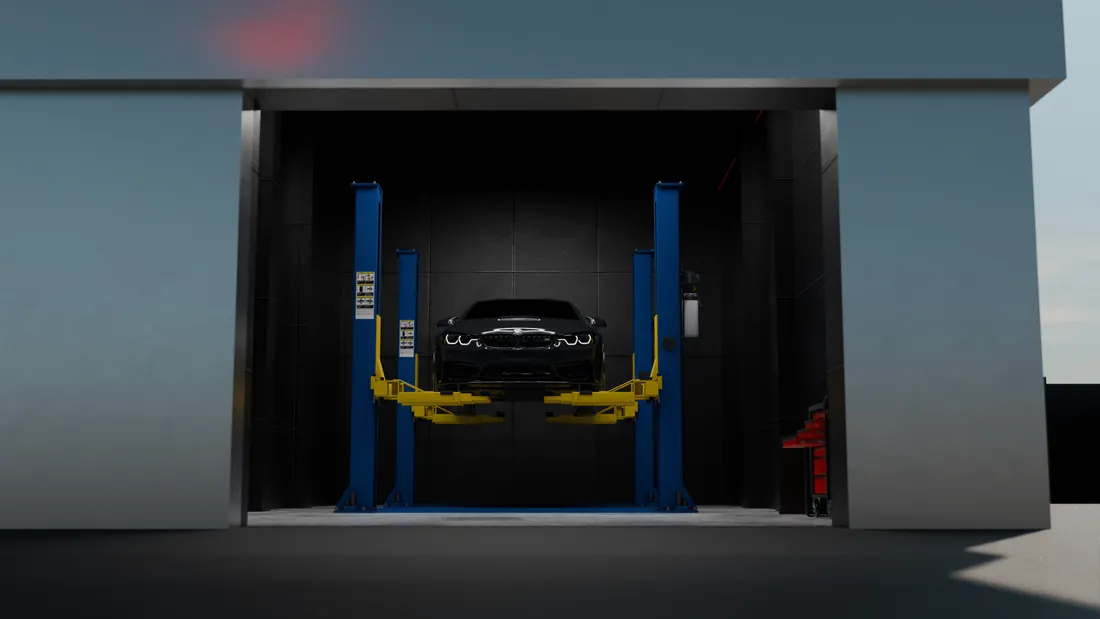 Servicing bay from outside