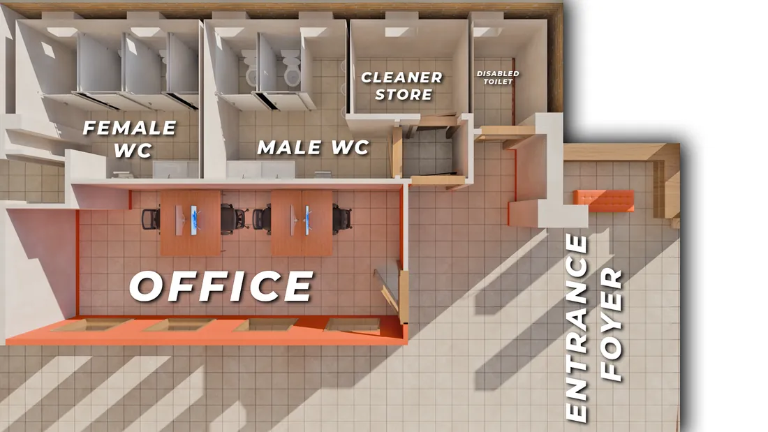Annotated ground floor cutaway