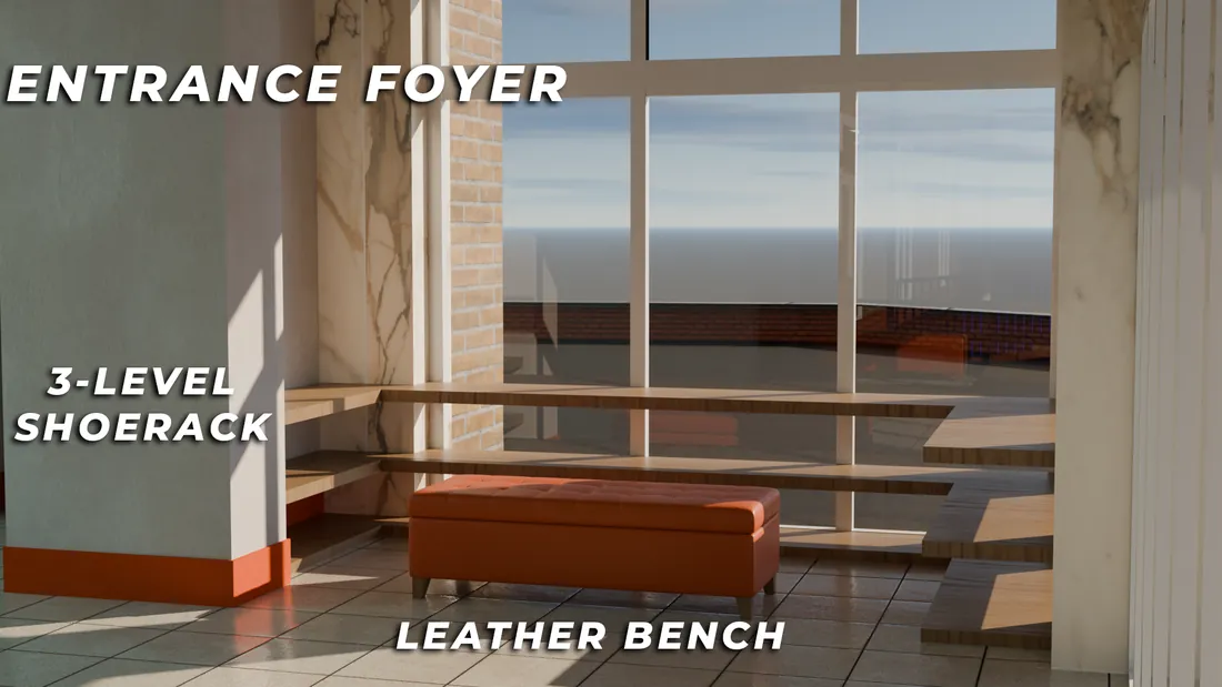 Three-level shoe storage in the foyer