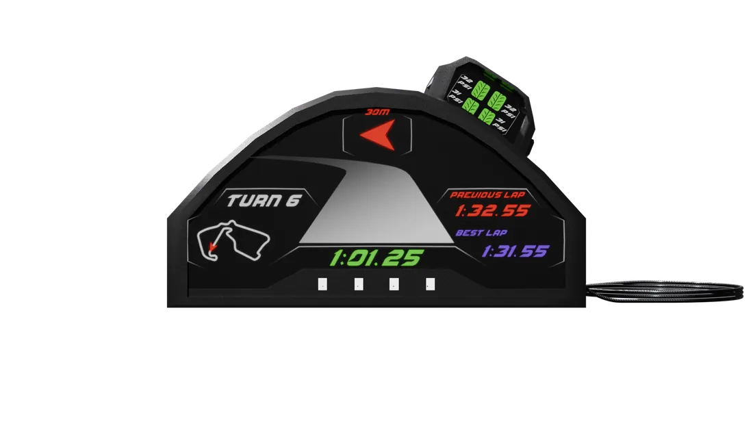 Front, showing live lap data