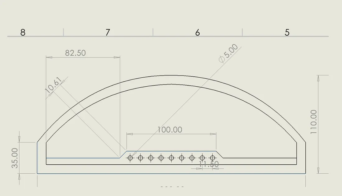 Dimensioned SolidWorks drawing
